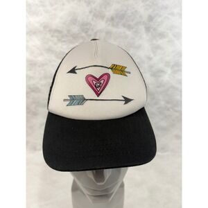 Grom Squad Kids Big Trucker Hat Heart Arrow Snapback Black White 18M-5Y